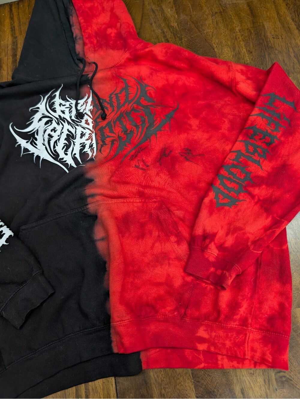 Brand of Sacrifice Signed Split Hoodie Metalcore Red Black L
